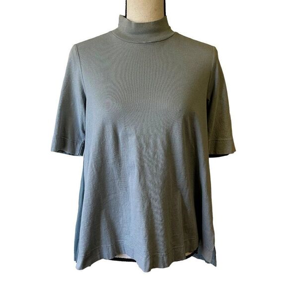 Anthropologie Tops - Anthropologie t.la Dusty Blue Mock Neck Short Sleeve Top,XXS‎